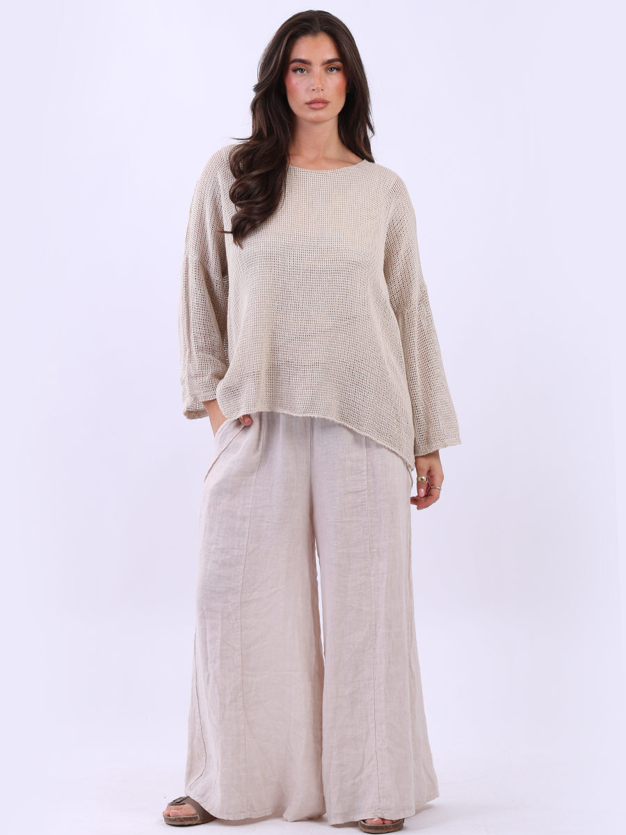 Mesh Net Crop Top Beige