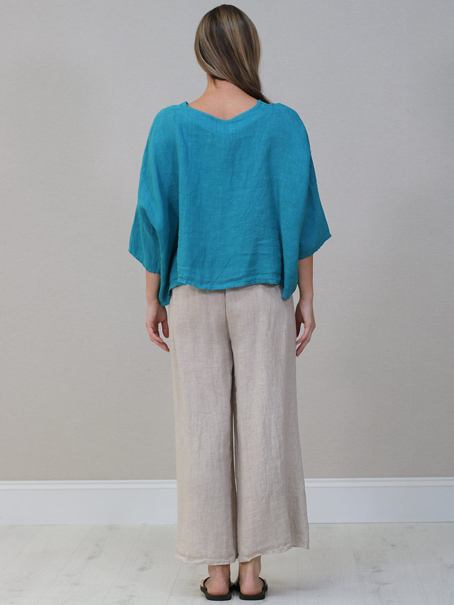 Italian Women Plain Linen Blouse
