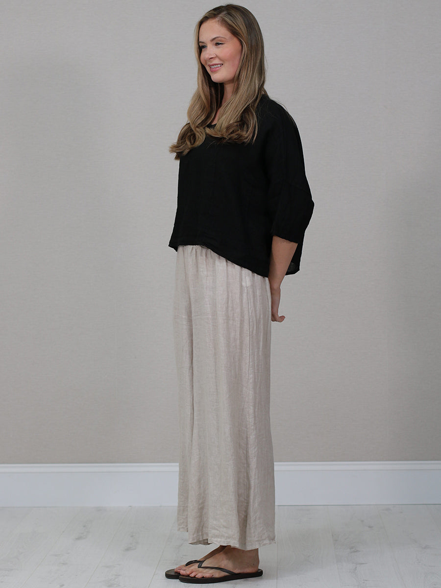 Italian Women Plain Linen Blouse