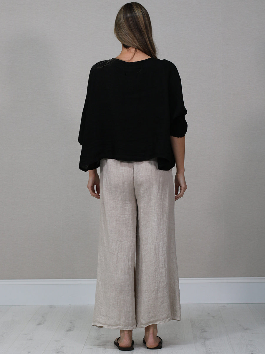 Italian Women Plain Linen Blouse