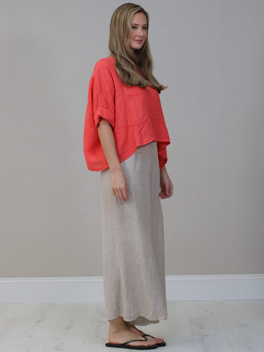 Italian Women Plain Linen Blouse