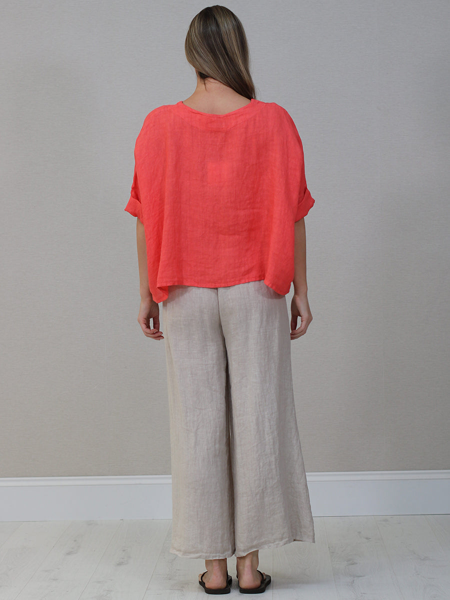 Italian Women Plain Linen Blouse