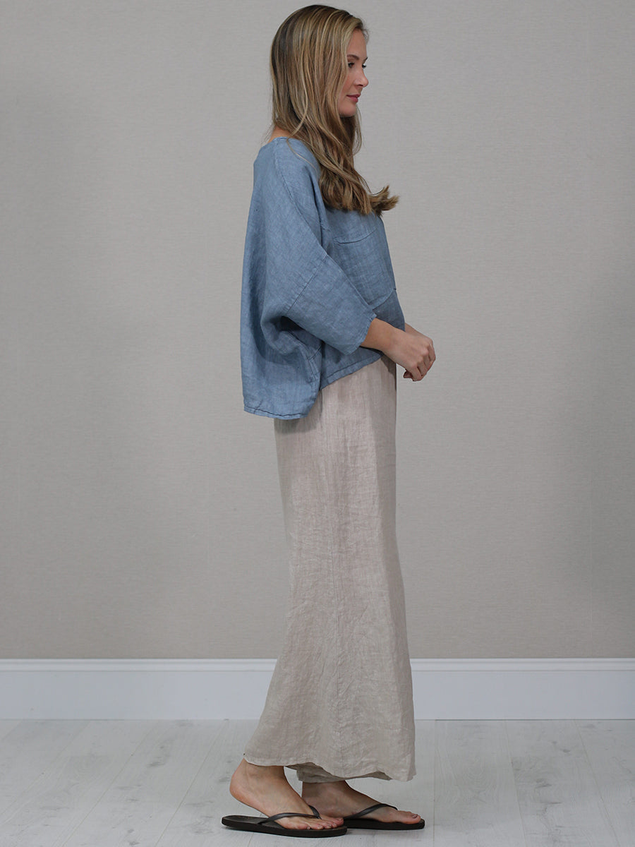 Italian Women Plain Linen Blouse