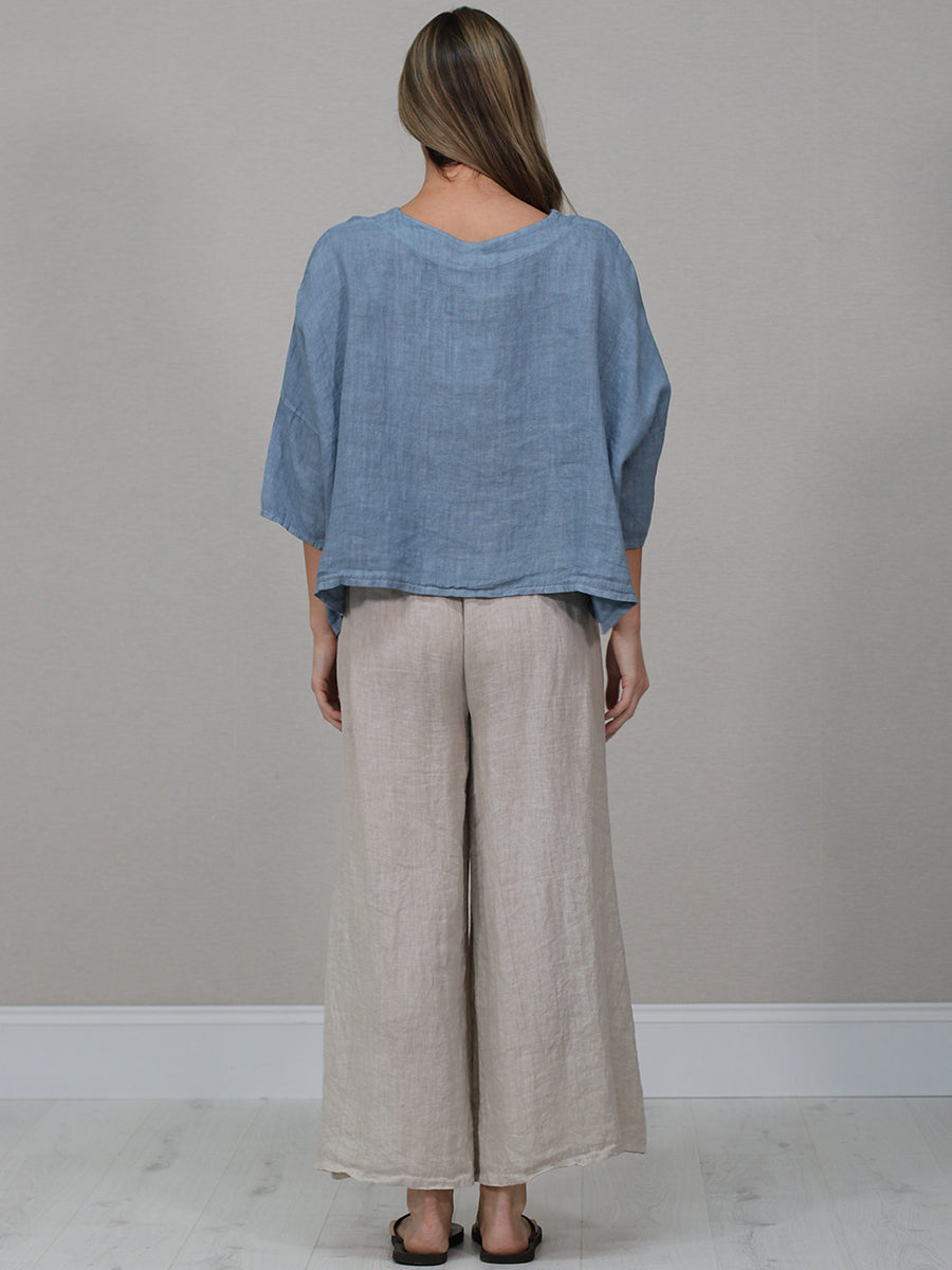 Italian Women Plain Linen Blouse