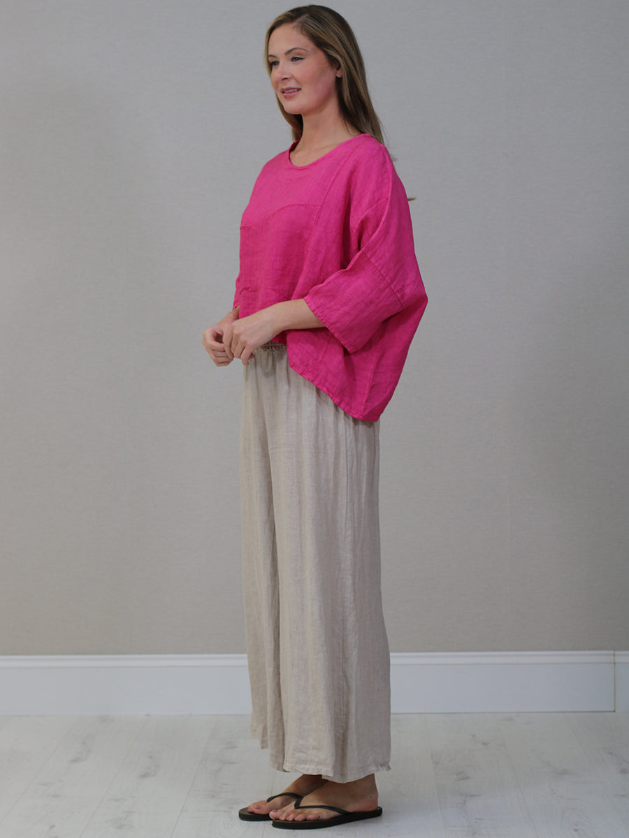 Italian Women Plain Linen Blouse