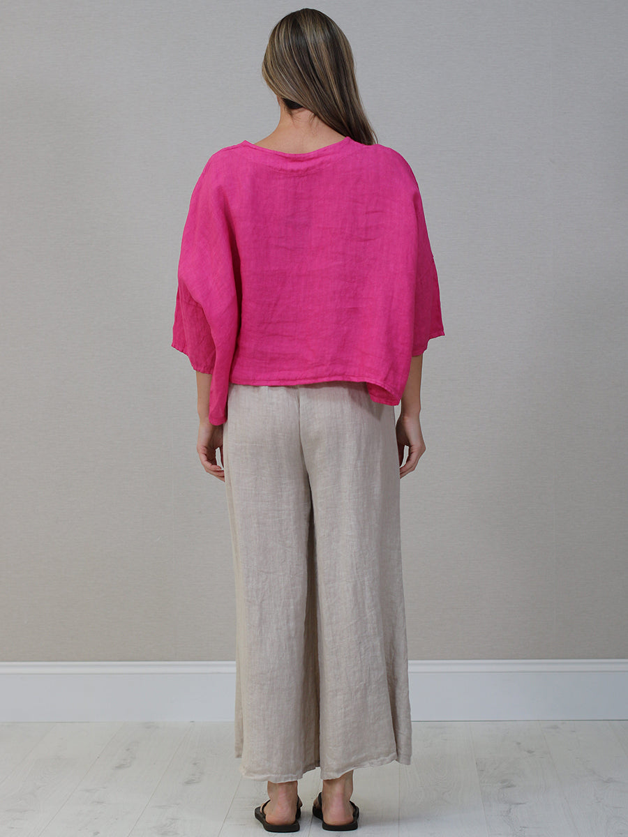 Italian Women Plain Linen Blouse