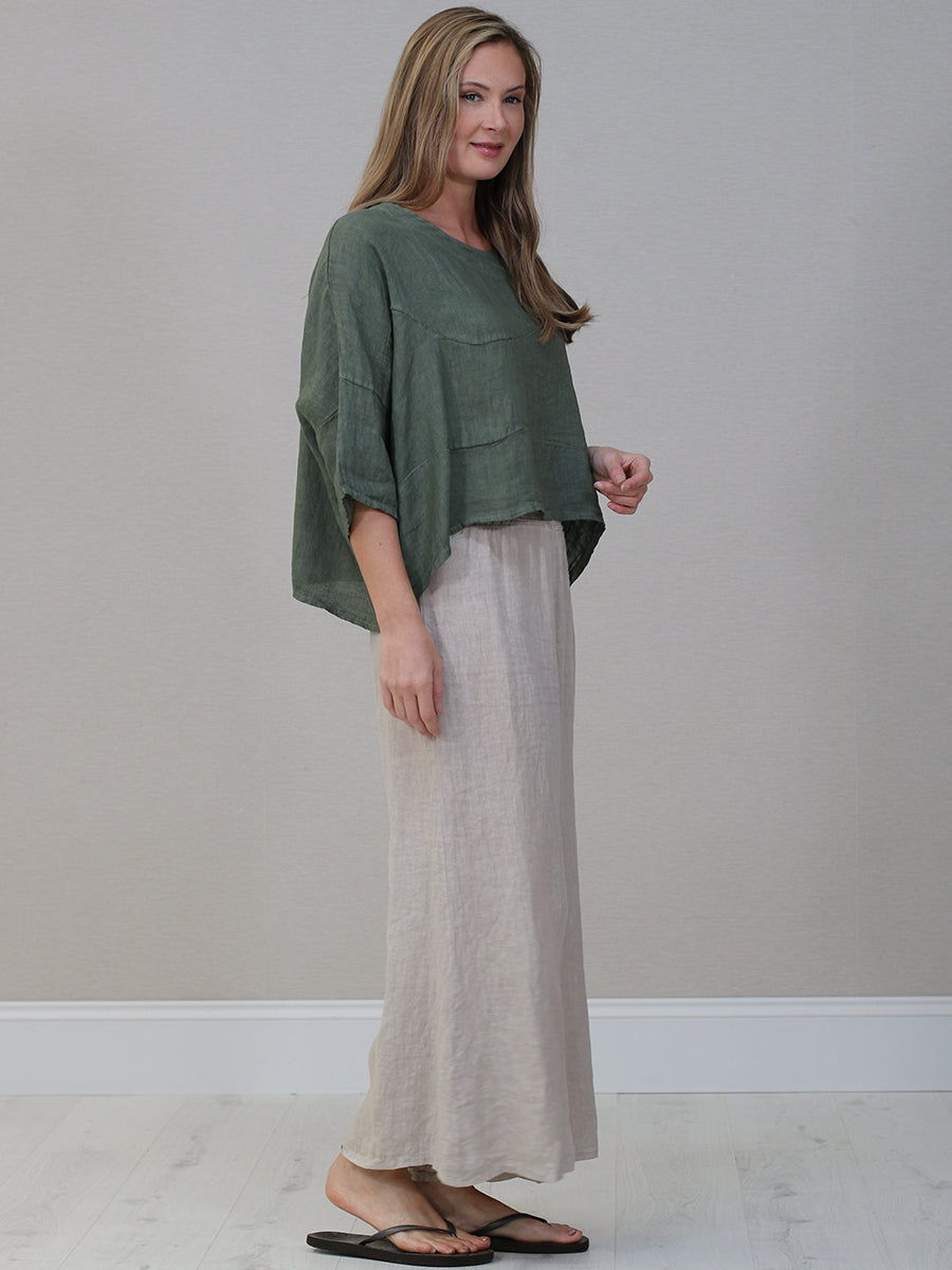 Italian Women Plain Linen Blouse