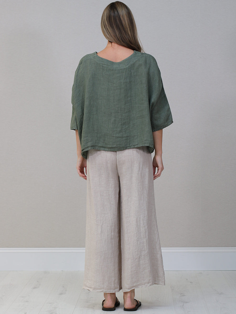 Italian Women Plain Linen Blouse
