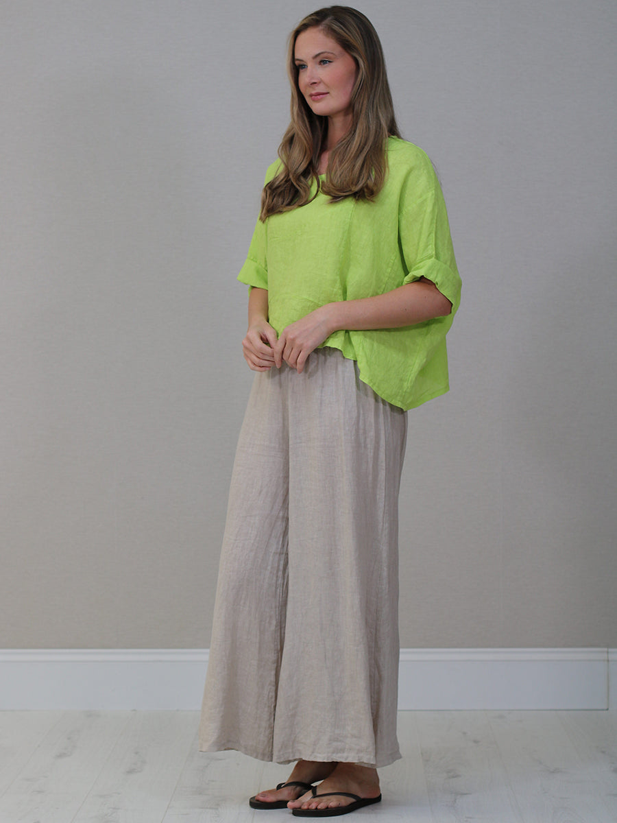 Italian Women Plain Linen Blouse