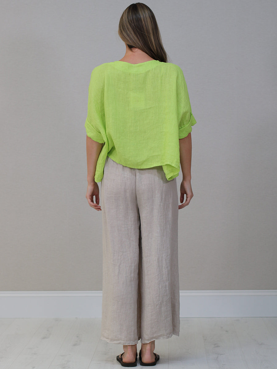Italian Women Plain Linen Blouse
