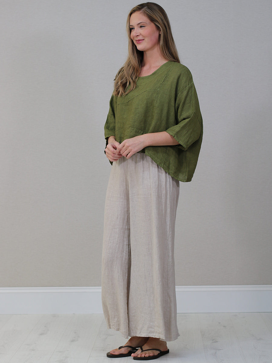 Italian Women Plain Linen Blouse