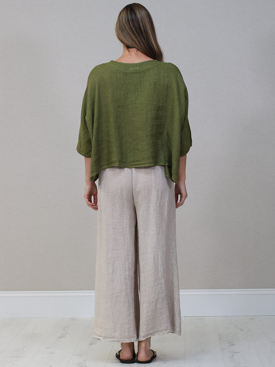 Italian Women Plain Linen Blouse