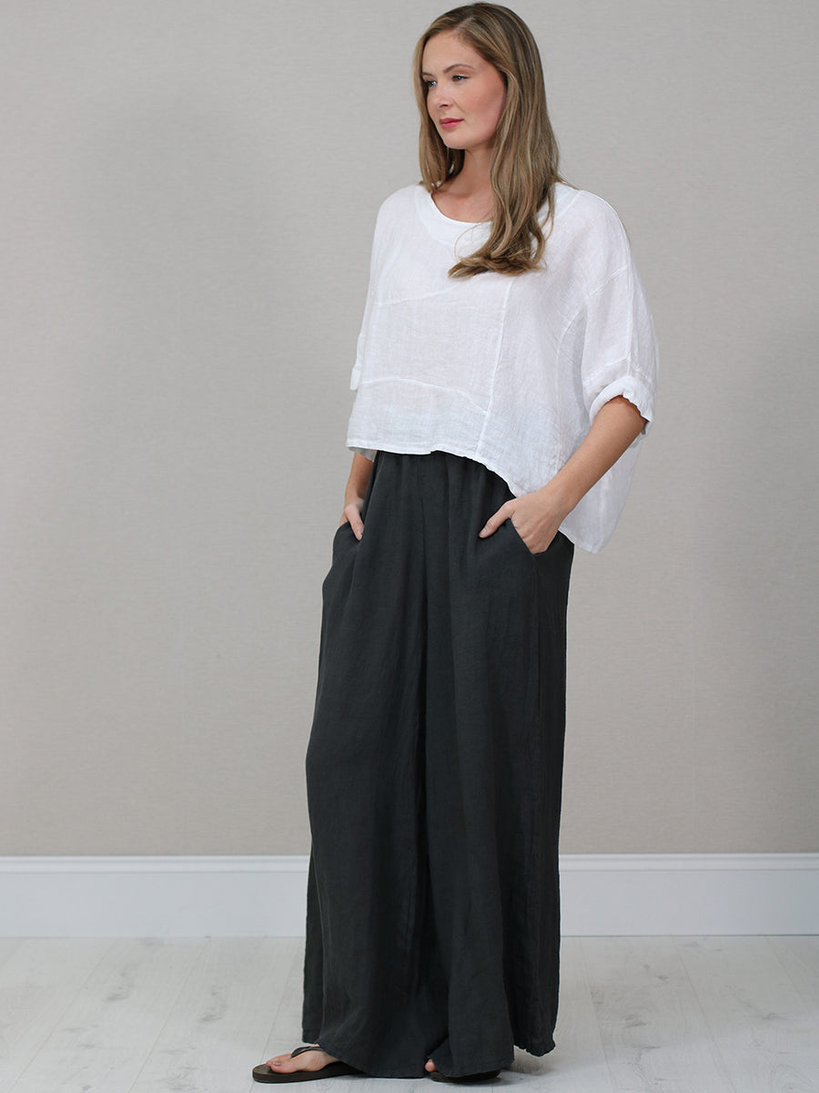 Italian Women Plain Linen Blouse