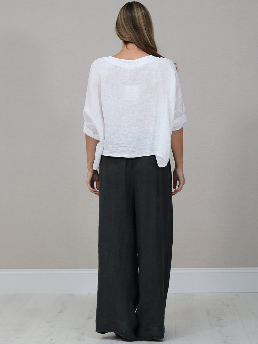 Italian Women Plain Linen Blouse