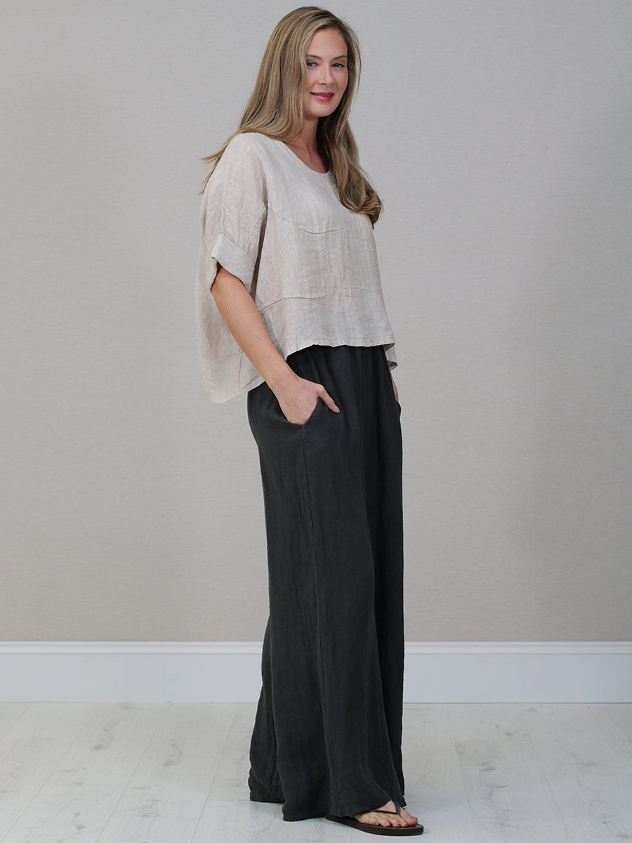 Italian Women Plain Linen Blouse