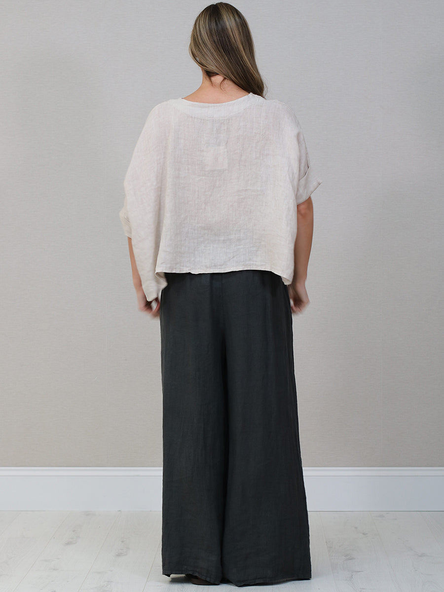 Italian Women Plain Linen Blouse