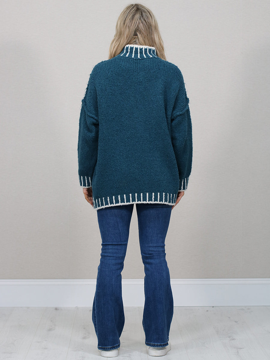 Whipstitch Knitted Wooly Jumper