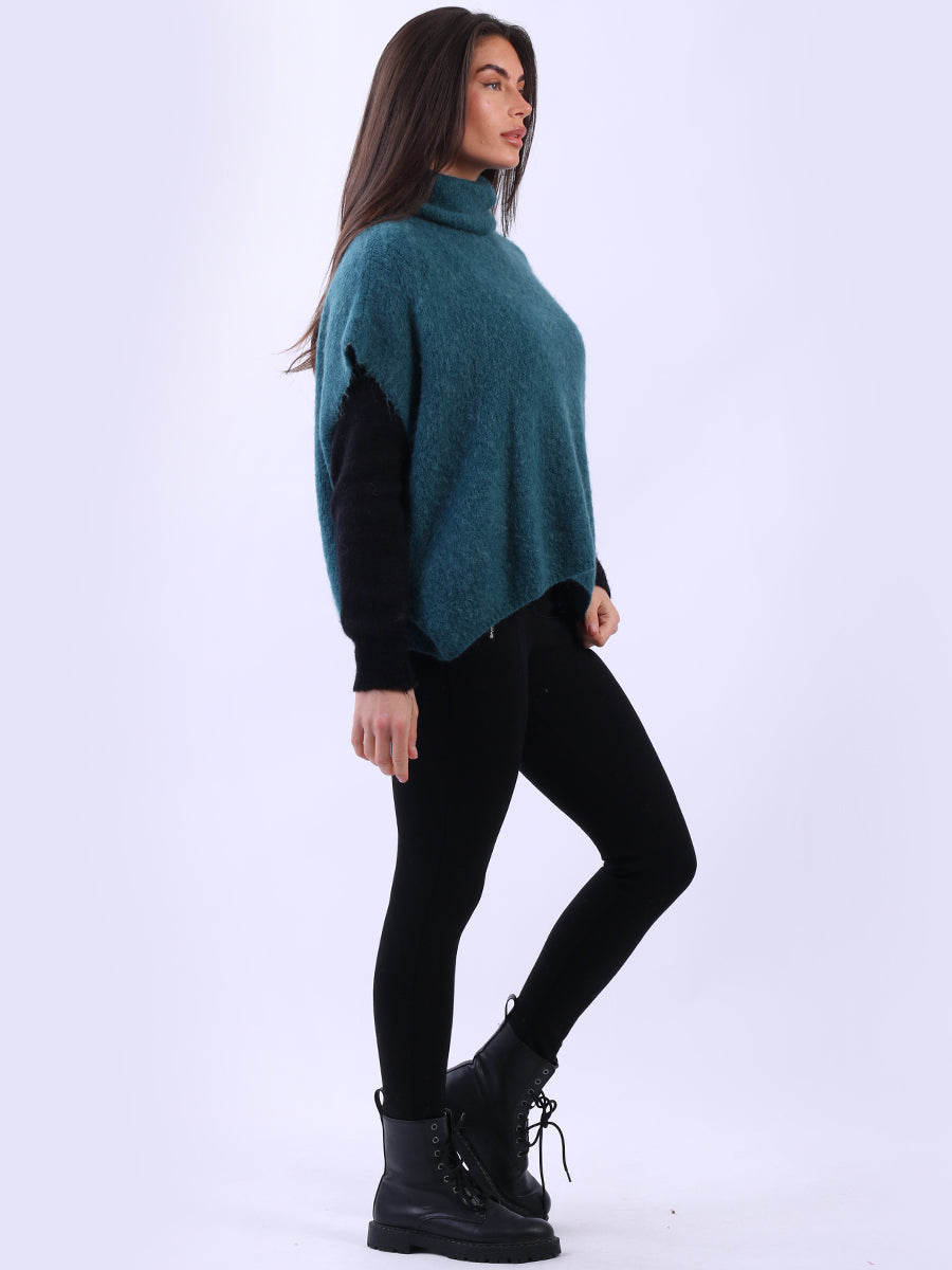 Cowl Neck Solid Knit Wooly Pullover