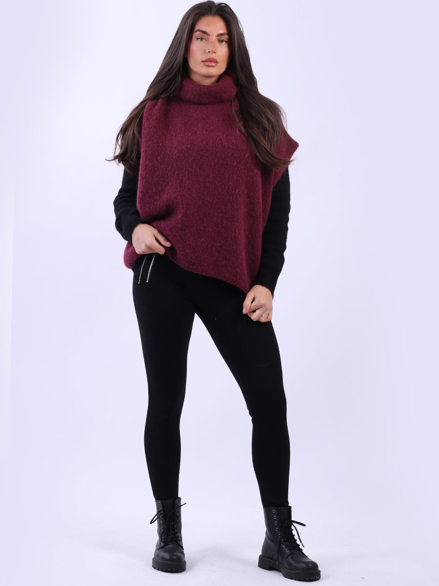 Cowl Neck Solid Knit Wooly Pullover