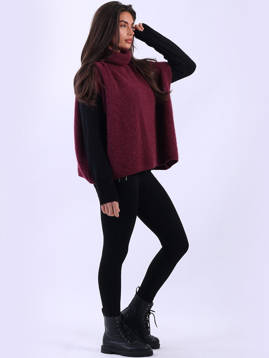 Cowl Neck Solid Knit Wooly Pullover