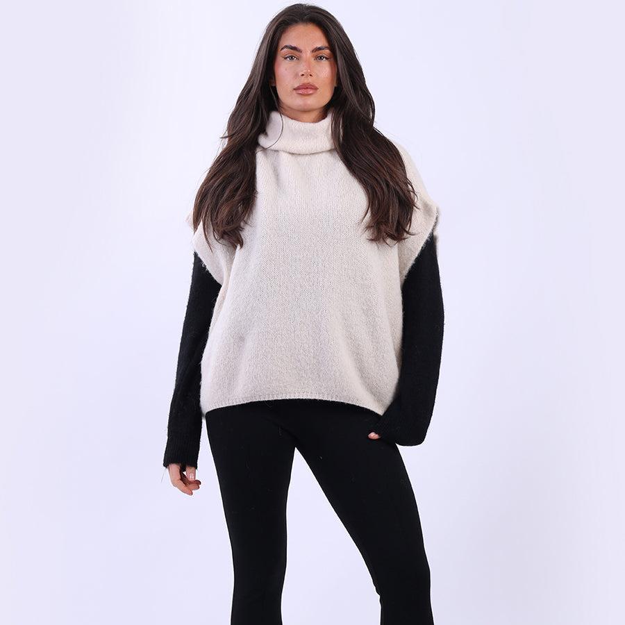 Cowl Neck Batwing Wool Knit Jumper