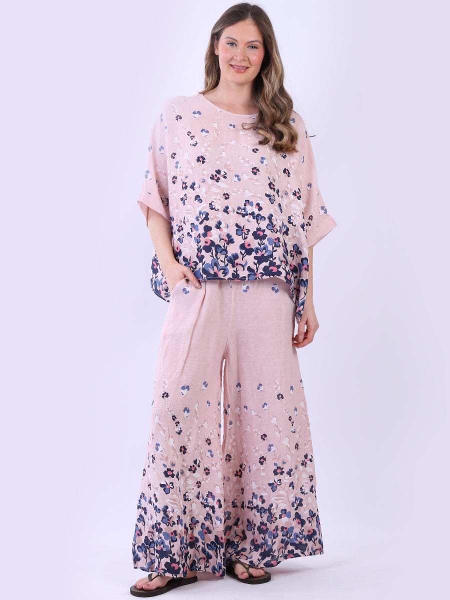 Floral Linen Top Pink