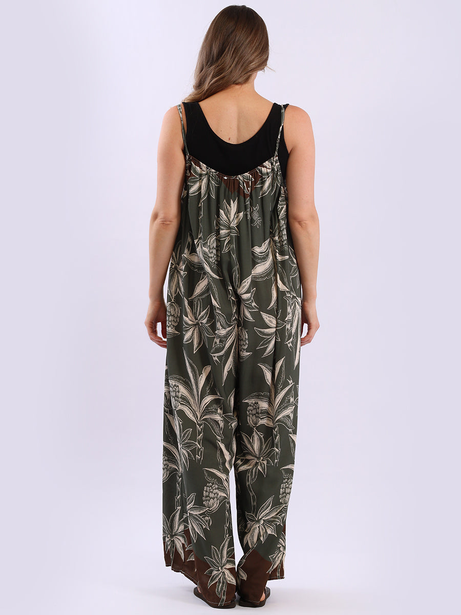 Sleeveless Plus Size Floral Cotton Jumpsuit
