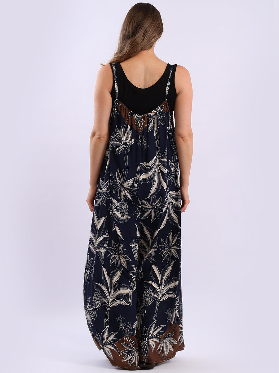 Sleeveless Plus Size Floral Cotton Jumpsuit