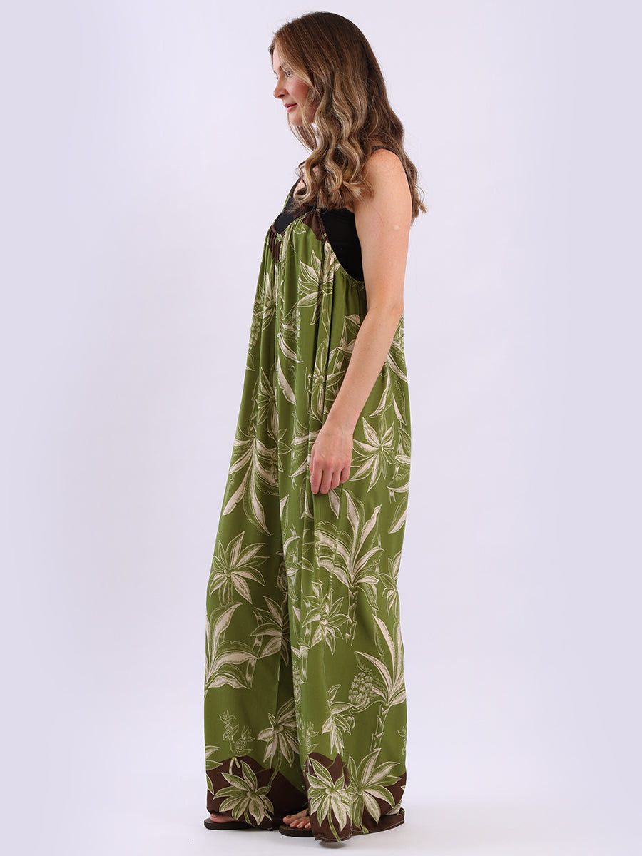 Sleeveless Plus Size Floral Cotton Jumpsuit