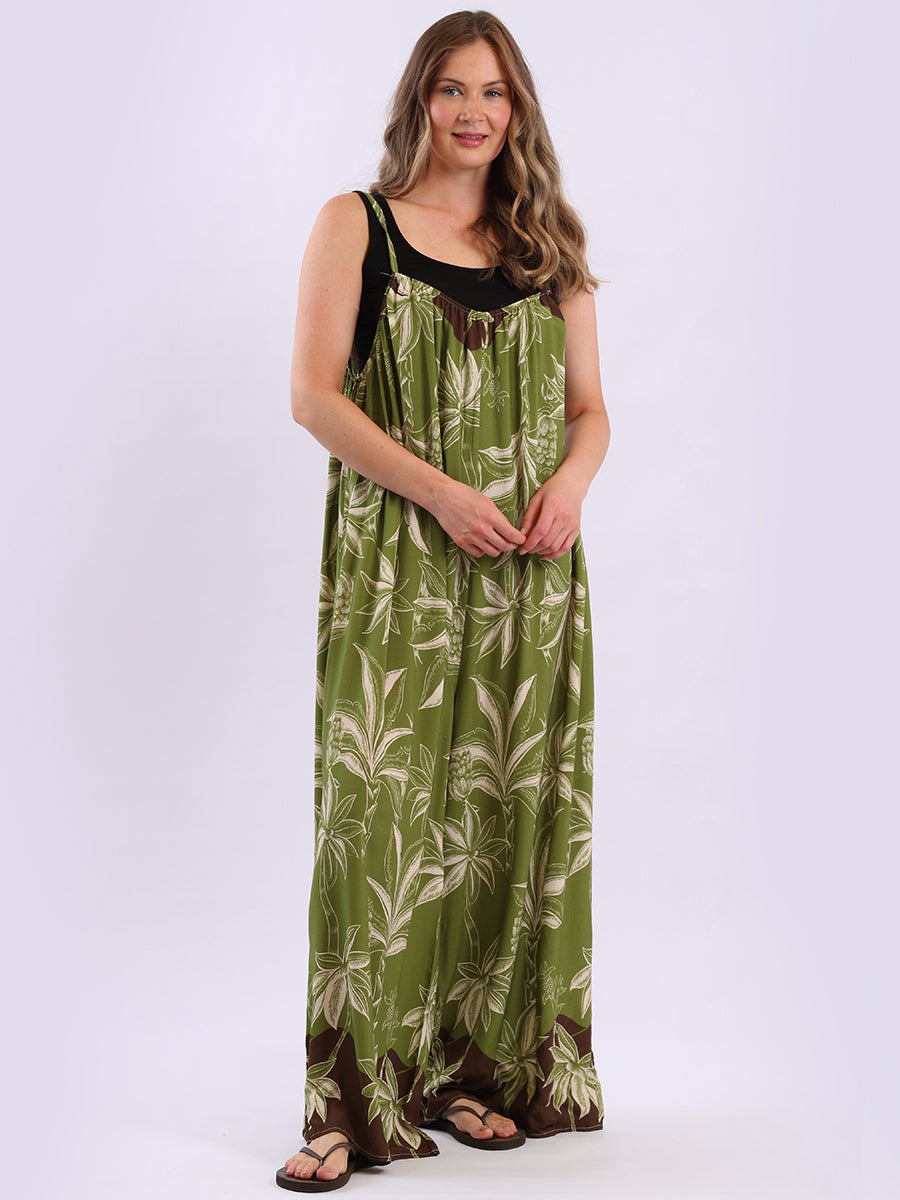 Sleeveless Plus Size Floral Cotton Jumpsuit