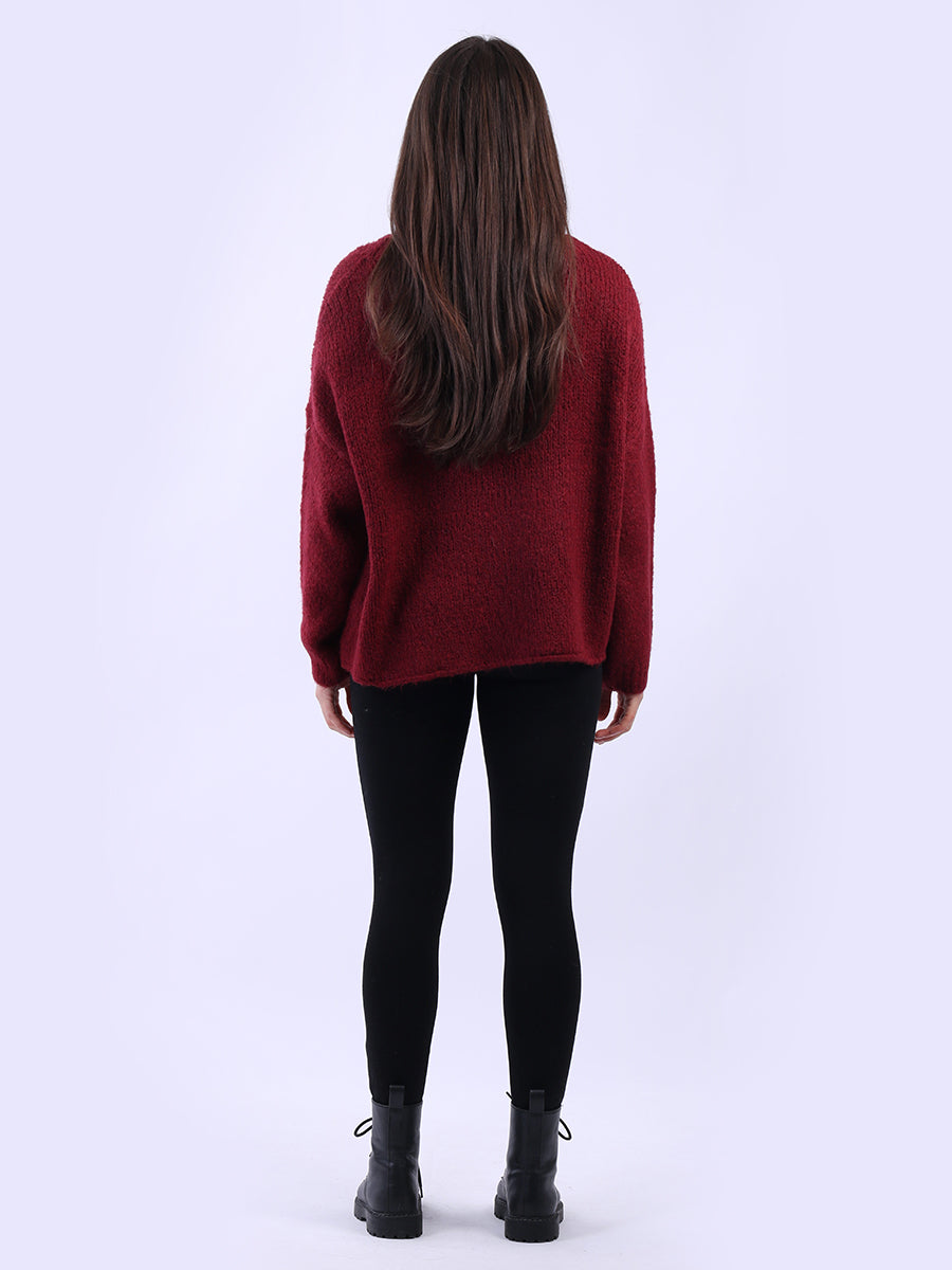 Drop Shoulder Floral Knit Wooly Jumper