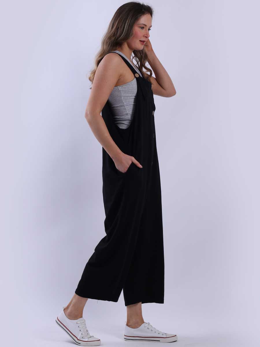 Women Plain Cotton Strappy Dungaree