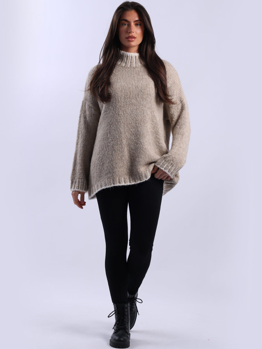 Chunky Blanket Stitch Knitted Wooly Jumper