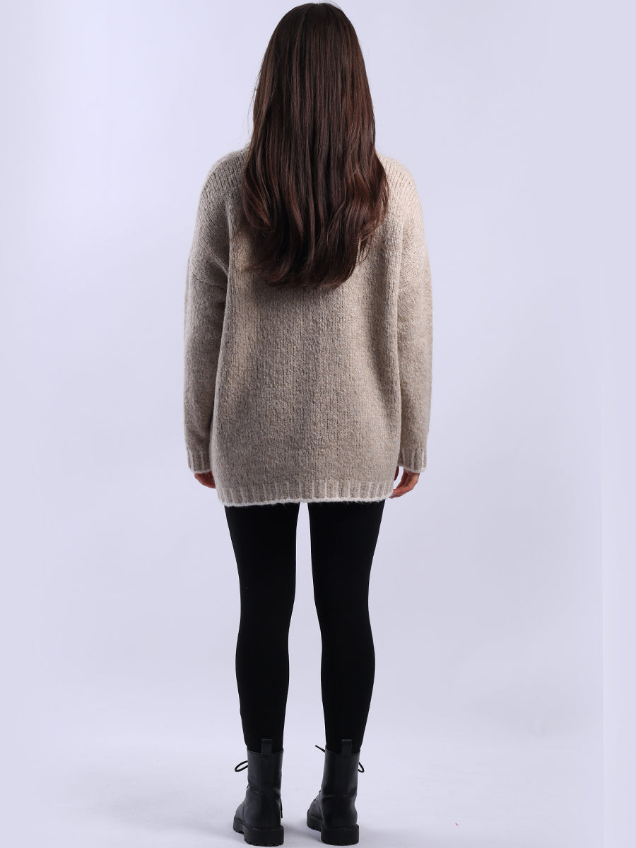 Chunky Blanket Stitch Knitted Wooly Jumper
