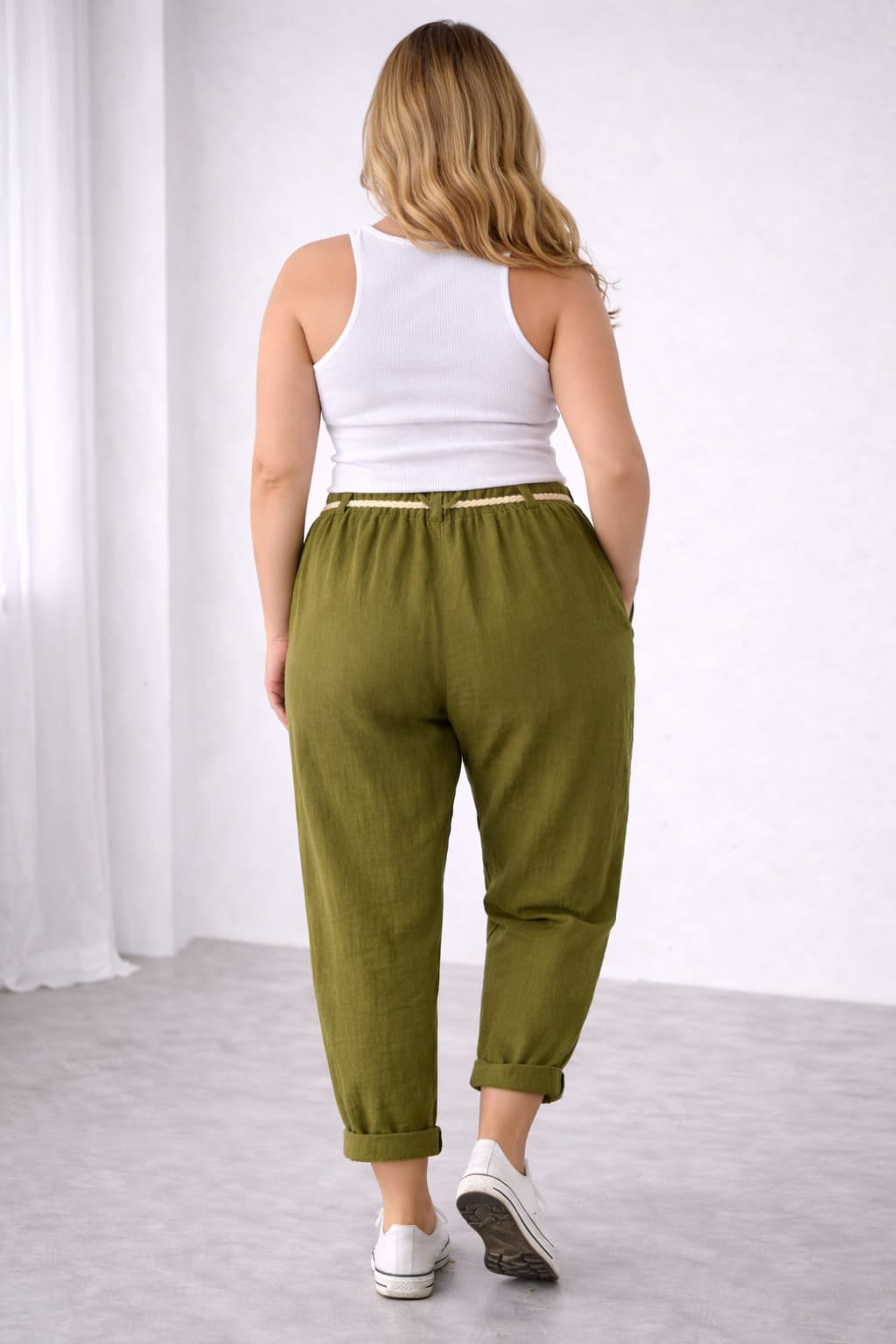 Italian Plain Linen Wide Leg Trouser