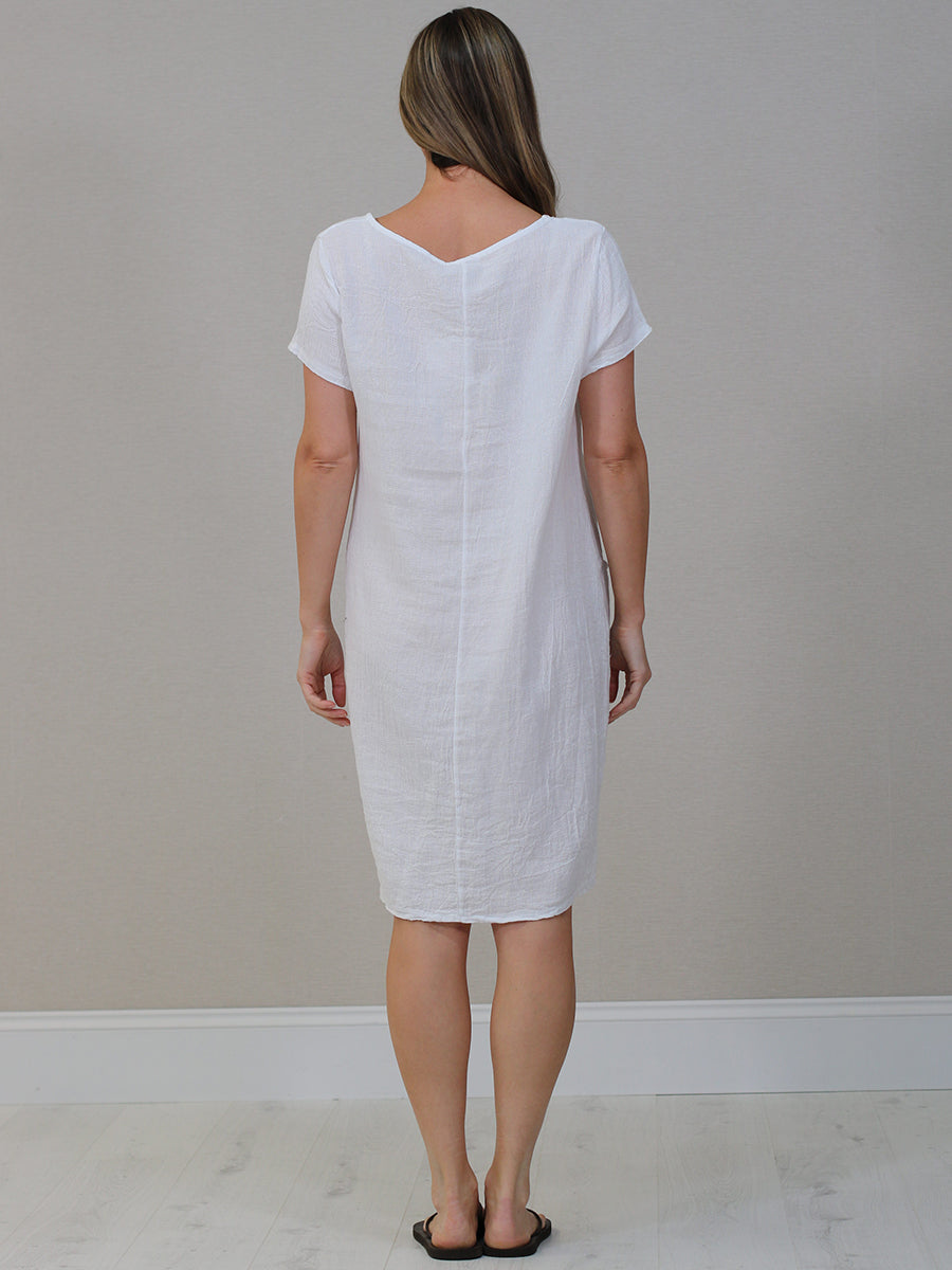 Solid Linen Vintage Wash Midi Dress