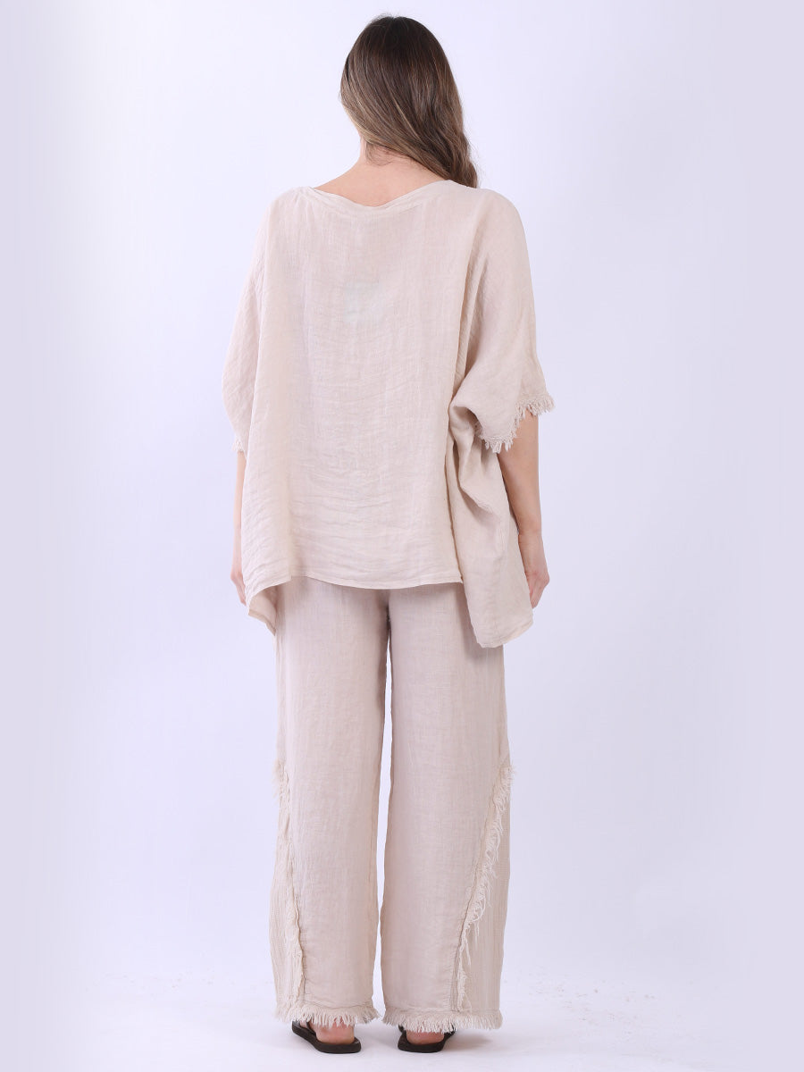 Women Solid Linen Batwing Top