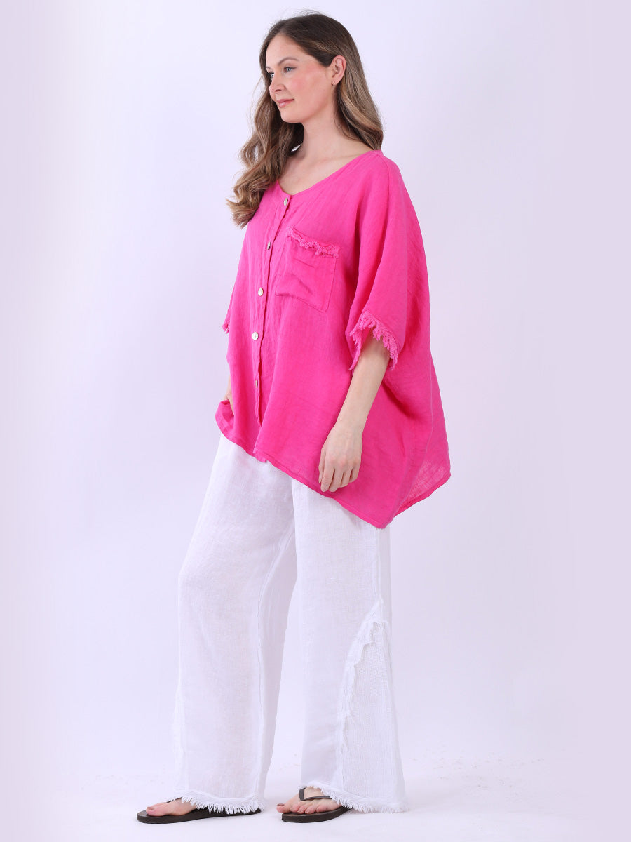Women Solid Linen Batwing Top