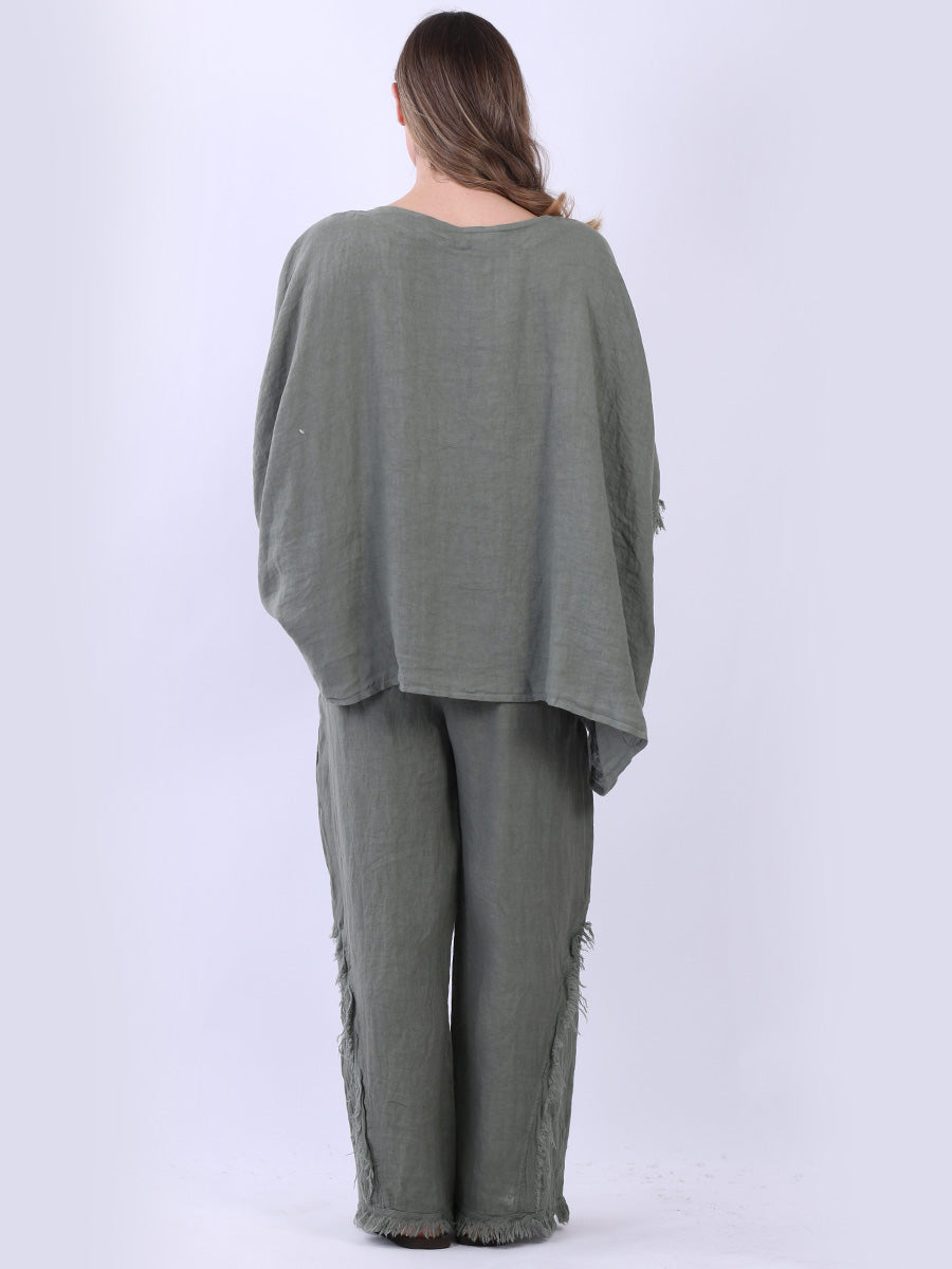 Women Solid Linen Batwing Top