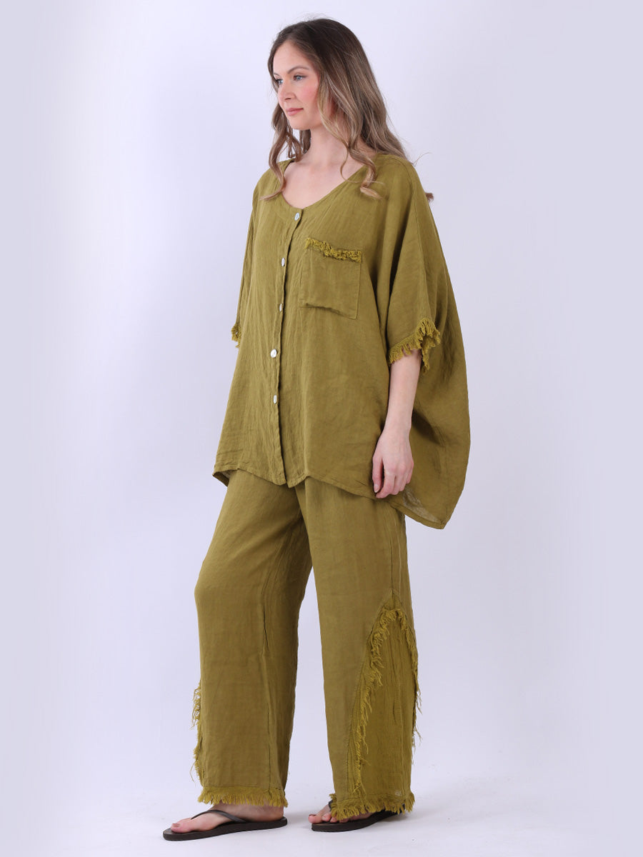 Women Solid Linen Batwing Top