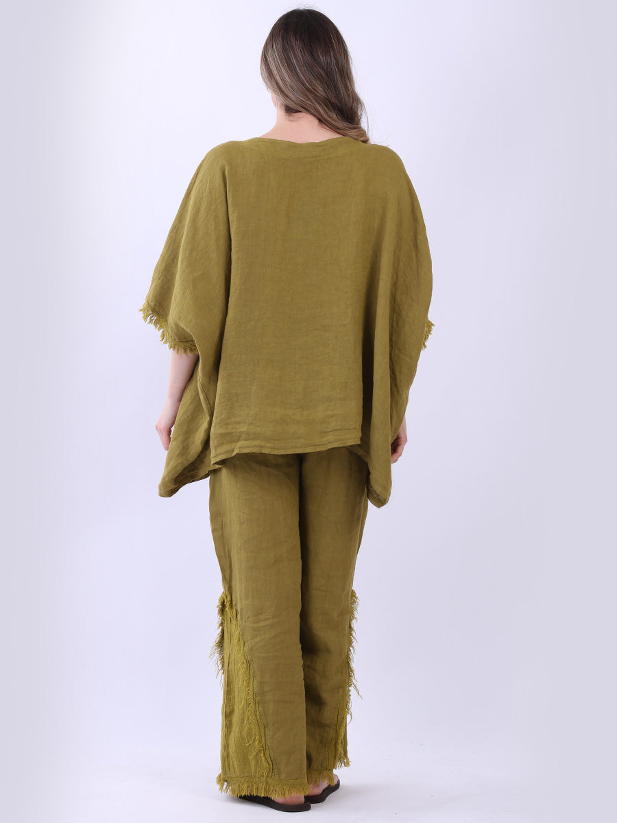 Women Solid Linen Batwing Top