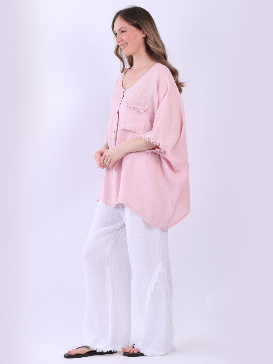 Women Solid Linen Batwing Top