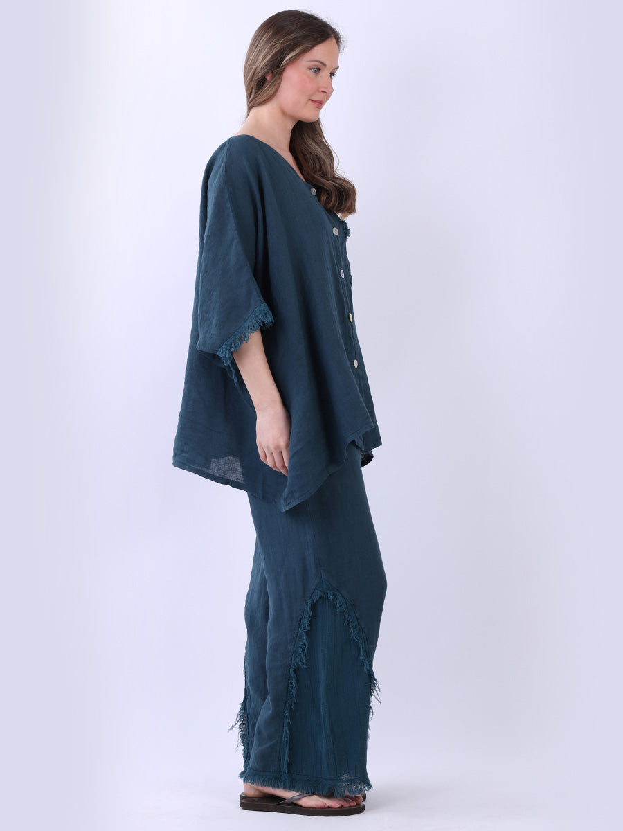 Women Solid Linen Batwing Top