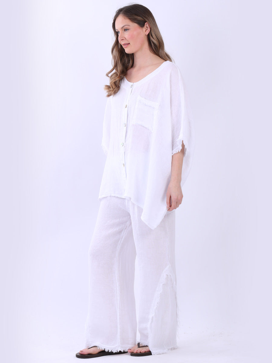 Women Solid Linen Batwing Top