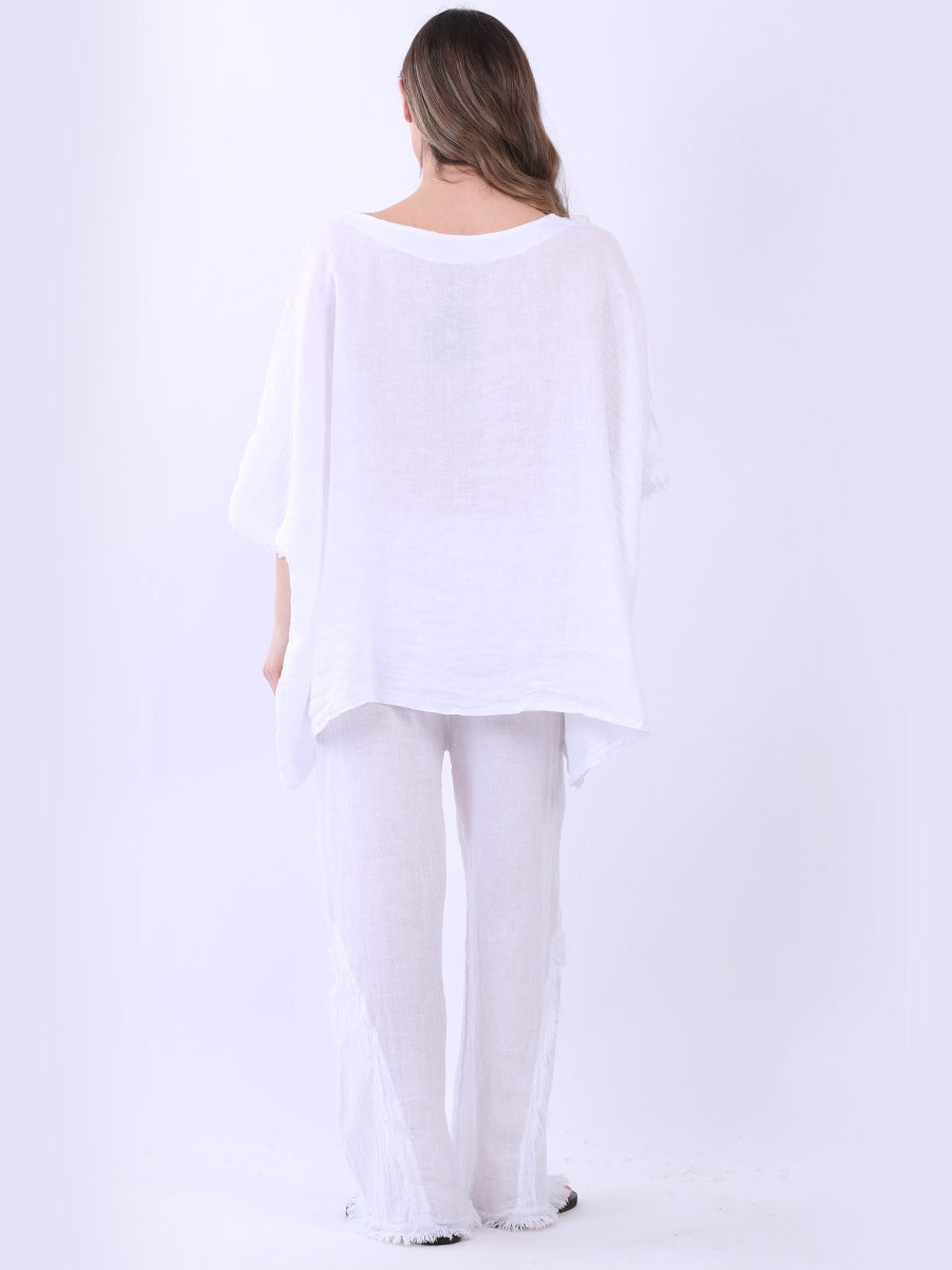 Women Solid Linen Batwing Top