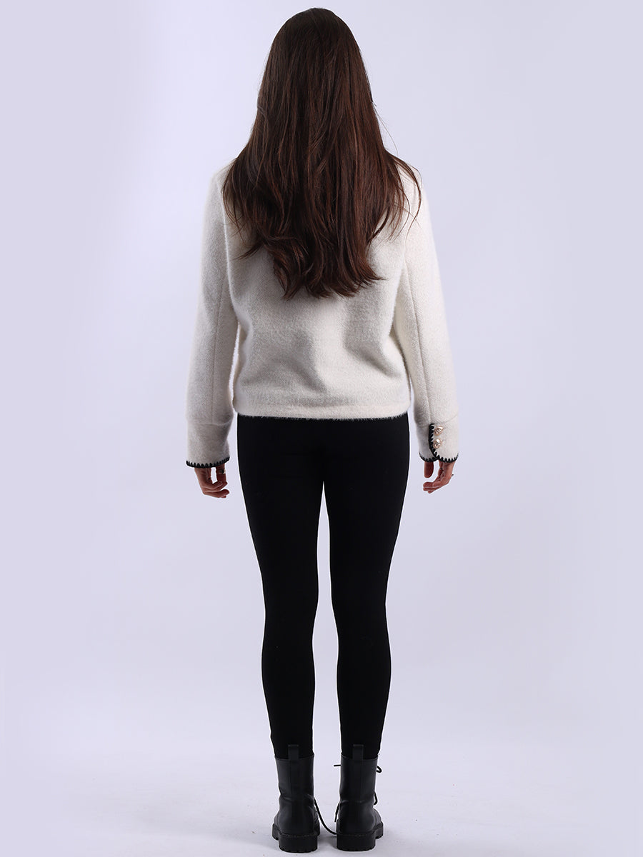 Whipstitch Buttoned Crop Jacket