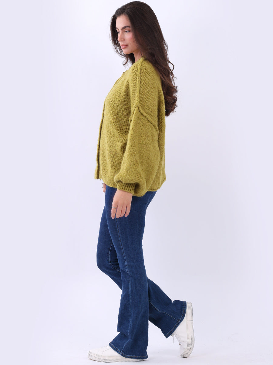 Women Button Down Woolen Knit Crop Cardigan