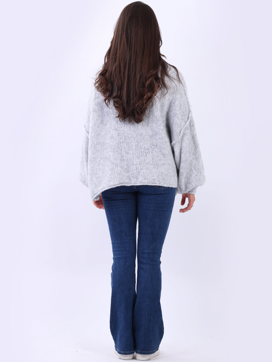 Women Button Down Woolen Knit Crop Cardigan