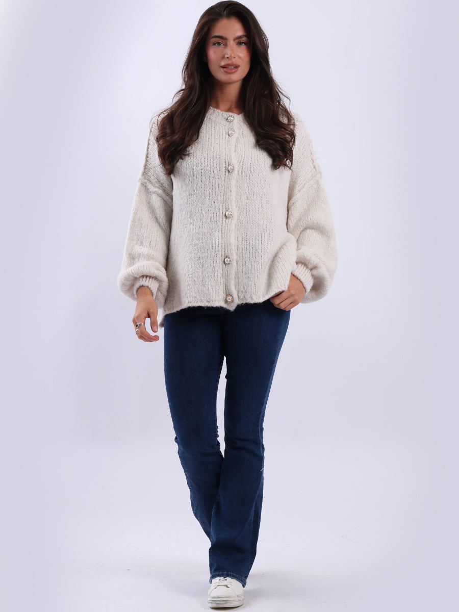 Women Button Down Woolen Knit Crop Cardigan