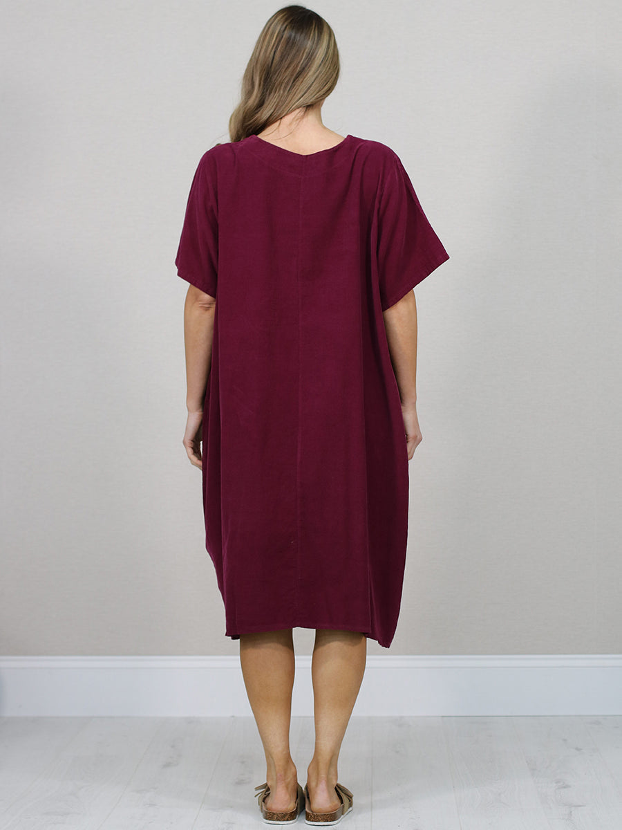 Made In Italy Solid Cotton Midi Dress